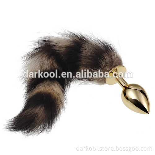 N006/Metal Sexy Fox Tail Anal Plug Sex Toys Metal Anal butt Plug tail